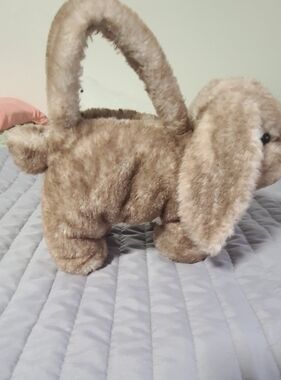 Plush Bunny-Eared Kids Handbag in Light Brown